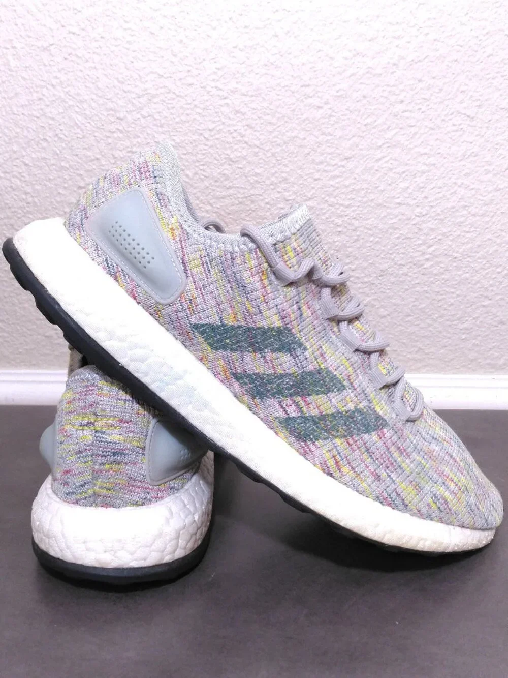 ADIDAS PureBoost Shoes Mens SIZE 10.5 ART AQ0051 Ash Silver RUNNING 3 Stripes